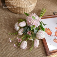 Dekorasi Dinding Tulisan Tangan dengan Cahaya Berkilau, Simulasi Desain Bunga Hydrangea, Buket Pernikahan Plastik