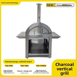 Four à <span class=keywords><strong>pizza</strong></span> italien portable et pliable en acier inoxydable pour cour extérieure, gril à charbon et bois, four à viande braisée et rôtie - Product Image 2