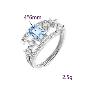 Bague en argent sterling 925 avec pierres précieuses améthyste carrées haut de gamme 4*6mm et topaze naturelle, bijoux vintage pour femmes - Product Image 6