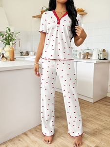 Nuevo Conjunto de <span class=keywords><strong>Pijama</strong></span> de <span class=keywords><strong>Verano</strong></span> 2026 al por Mayor para Mujer, Lindo, con Rayas Acanaladas, Ropa de Casa, Pantalones con <span class=keywords><strong>Tirantes</strong></span> de Corazón - Product Image 3