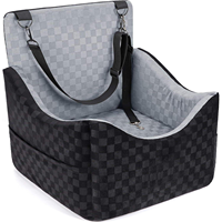 Coussin surélevé de luxe pour animaux de compagnie en mousse à mémoire de forme, design robuste, portable, sûr pour les voyages, lit pour petits animaux avec ceintures de sécurité et poches de rangement