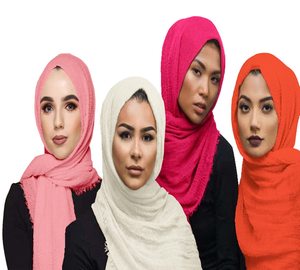 CCY Vente en gros Hijabs musulmans Écharpes ethniques plissées en coton froissé Longue écharpe froissée pour femmes Hijab Châle pour musulmans islamiques - Product Image 2