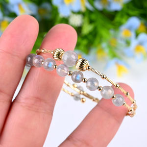 Bracelets en cristal naturel faits à <span class=keywords><strong>la</strong></span> main en gros, cadeaux, bracelet en <span class=keywords><strong>pierre</strong></span> <span class=keywords><strong>de</strong></span> <span class=keywords><strong>lune</strong></span> grise en cristal pour cadeau - Product Image 3
