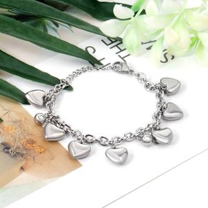 Stainless Steel Silver Chain <b>Bracelet</b> Design Women Heart Pendant Chain <b>Bracelet</b> Bangles for <b>Girl</b> - Product Image 4