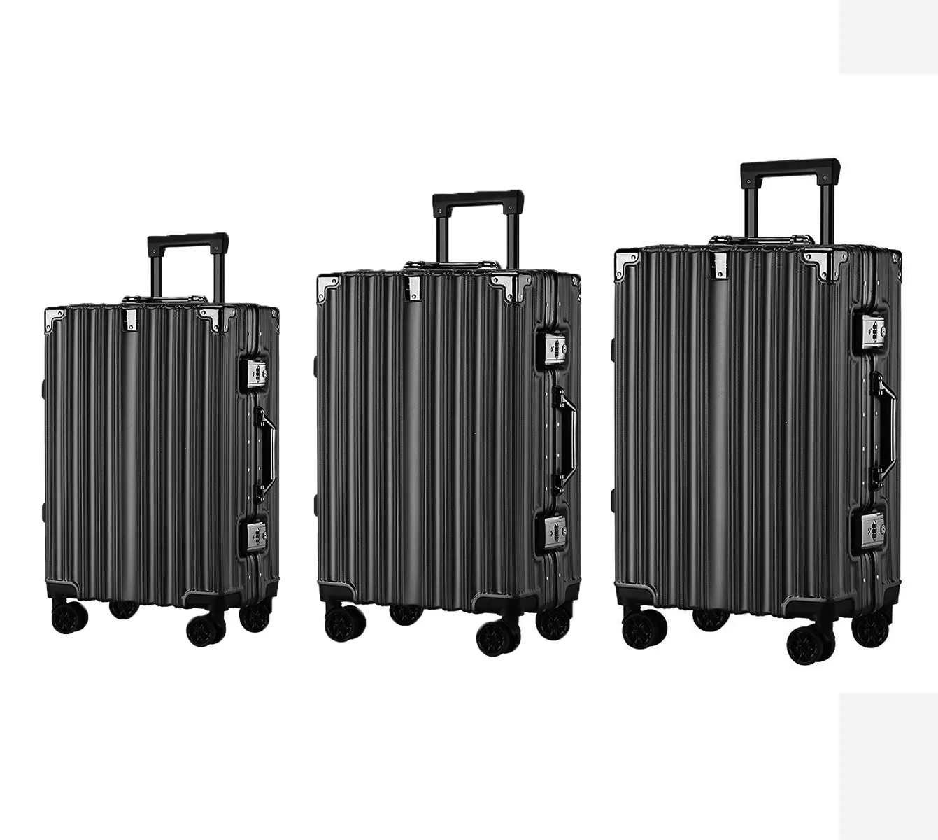 Maleta con marco de aluminio caliente YX16924, ligera, de gran capacidad, caja gruesa, bloqueo de código, maletas para exteriores, equipaje, Juego de 3 piezas