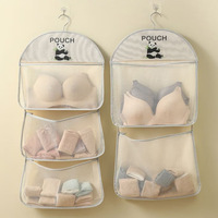 Bolsa de malla colgante de poliéster, portátil, lavable y ecológica, para almacenamiento de calcetines y ropa interior, ideal para puerta de armario o dormitorio en verano.