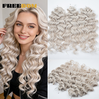 Extensions de tresses au crochet en fibre synthétique haute température, ondulées profondes, torsadées et bouclées, teintes, 24 pouces, 300g, Marron Arc-en-ciel