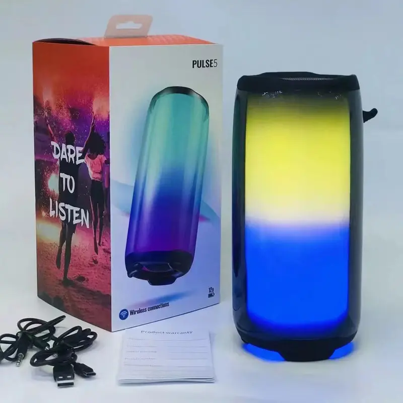 휴대용 야외 파티 LED 라이트 스테레오 스피커 병 깊음베이스 RGB 펄스 5 스피커에 대한 다채로운