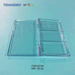 Boîtier compact carré 3 compartiments pour poudre, blush crème, palette de fards à paupières 3 couleurs, vide, en cristal - Product Image 4