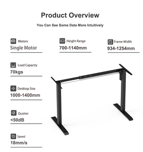 Table d'ordinateur ergonomique intelligente à moteur unique, réglable <span class=keywords><strong>en</strong></span> hauteur, pour position assise ou debout, vente <span class=keywords><strong>en</strong></span> gros OEM ODM - Product Image 2