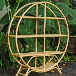 Indonesian Natural Furniture and Home Living Decoration Displaying Rack Made of Rattan Cane Frame and Rattan Webbing Weaving - Product Image 1