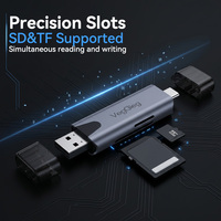 Lecteur de cartes Veggieg en alliage USB 2.0 haute vitesse SD+TF 2-en-1 avec interface Type-C pour cartes mémoire mobiles