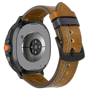 Bracelets en cuir de remplacement pour <span class=keywords><strong>Samsung</strong></span> <span class=keywords><strong>Watch</strong></span> Band pour <span class=keywords><strong>Galaxy</strong></span> <span class=keywords><strong>Watch</strong></span> 40mm 44mm Bracelets en cuir sans lacunes pour <span class=keywords><strong>Galaxy</strong></span> 8 Classic <span class=keywords><strong>46mm</strong></span> - Product Image 2