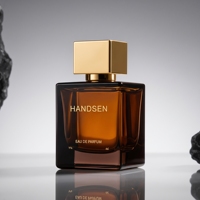 Flacon d'arôme foncé de 50 ml avec bouchon en forme de pierre, conteneur carré pour parfum, impression de logo personnalisée, fournisseur d'emballages de parfum de luxe à marque privée