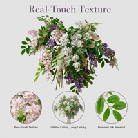 Fleur de lilas artificielle au toucher réel, petite branche, simulation de lilas en soie pour la décoration de la maison, mariage, décoration florale intérieure