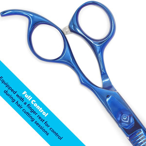 Tijeras para Adelgazar el Cabello, Doradas, F6, 6.0 Pulgadas, Acero Inoxidable, Punta Redonda, Mango Largo, Tijeras Planas para Corte Profesional - Product Image 2