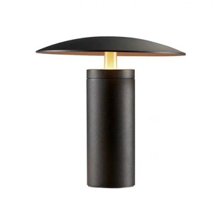 Lampe de table LED moderne, blanc chaud, design <span class=keywords><strong>champignon</strong></span> en fer et PC, pour chambres, bureau, salle à manger, lecture, en céramique noire, fonctionnant sur AC ou batterie - Product Image 2