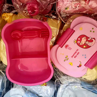 AHLE1087/Boîte à lunch en plastique à 2 compartiments pour enfants et étudiants, avec gourde, compatible micro-ondes, logo personnalisé disponible