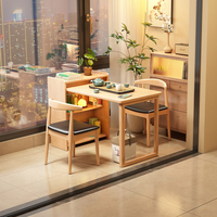 Table pliante en bois d'hévéa avec armoire de rangement, petit bureau de salle à manger peu encombrant pour appartement, balcon, salon, bureau
