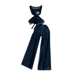 Conjuntos Casuales de Verano para Mujer: Top Túnica con Lazos y Conjunto de Mezclilla 3D de Cintura Alta, Trajes Deportivos al por Mayor - Product Image 5