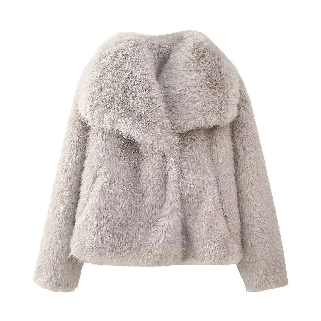 High quality thick warm whole skin fur Luxurious Fur Coat Women Cropped lady's jacket Effect Short Style CoatVintage Long Sleeve