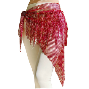 ผ้าพันสะโพกทรงสามเหลี่ยมประดับพู่ห้อยคริสตัลรูปดาวแฟนตาซี ยี่ห้อ Shin Rhinestone Fringe ทำจากโพลีเอสเตอร์ เหมาะสำหรับการแสดงระบำหน้าท้อง - Product Image 1