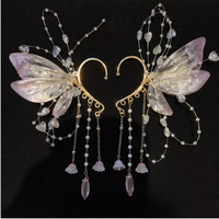 Accessoire de cheveux féerique avec pampilles et manchette d'oreille, boucles d'oreilles à franges style Hanfu chinois, ornement décoratif pour costume de cosplay, pour femme, idéal pour les fêtes