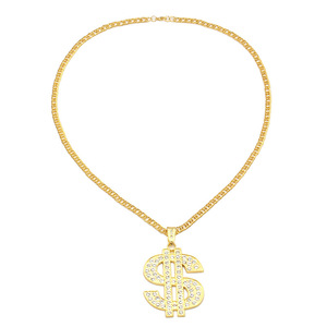 Collar de Dólar con Incrustaciones de Diamantes Dorados para Hombre, Estilo Hip Hop, Colgante Geométrico Ovalado Multicolor, Uso Diario - Product Image 5