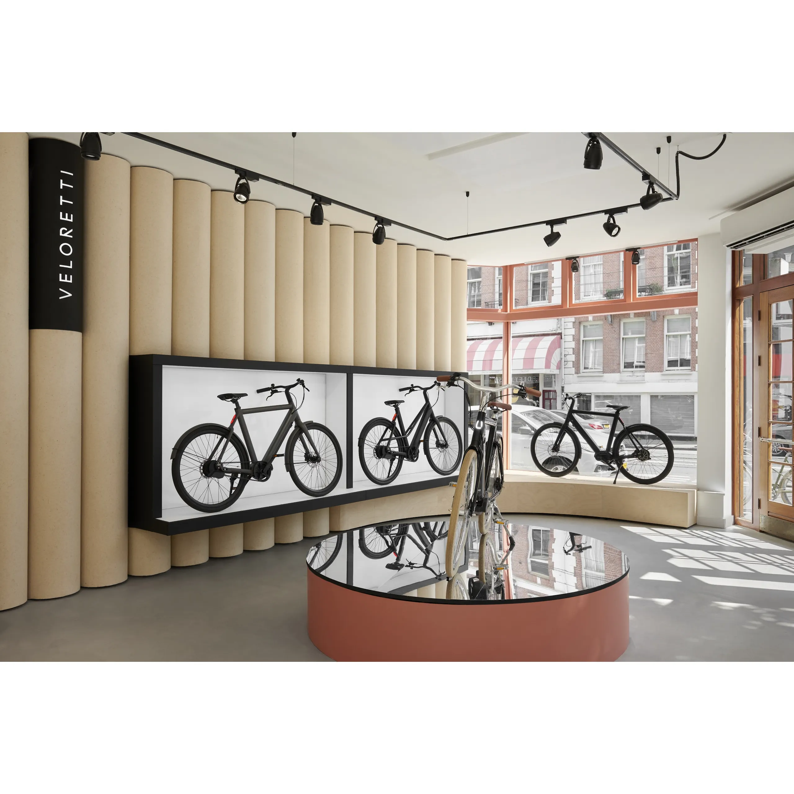 Moderne Hout En Marmer Fiets Display Stand Elektrische Fiets Winkel Interieur Fiets Winkel Meubels Decoratie Ontwerp