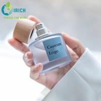 Envase de Perfume Personalizado, Botella de Vidrio Cuadrada con Pulverizador, Tapa de Rosca de Madera de Haya/Haya Grabada, Logotipo Personalizado