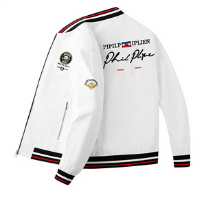 2025 stazione europea giacca aderente da <span class=keywords><strong>uomo</strong></span> con collo da Baseball ricamato leggero di marca alla moda - Product Image 3