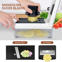 Ensemble de hachoir à légumes multifonctionnel, mandoline, trancheuse, lames en acier inoxydable, récipient en PP, coupe-légumes pour la cuisine
