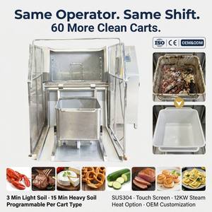 Laveuse-désinfecteur automatique de bacs à chariot haute pression industrielle SUS304 pour la transformation de la viande et des aliments - Product Image 1