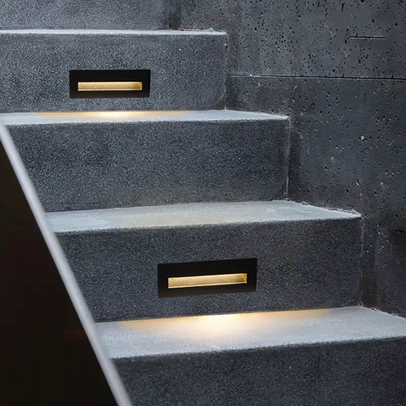 IP65 su geçirmez beyaz siyah gri merdiven adım ışıkları açık ayak lambası 6W merdiven LED ışık
