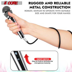 DB 5 CORE Dynamic Vocal Handheld Mic Cardioide Unidireccional con Switch XLR Cable de audio incluido para cantar - Product Image 5