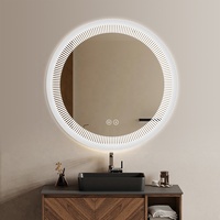 Miroir de salle de bain rond à LED, mural, avec commande tactile, anti-buée, miroir intelligent pour salle de bain, maison, hôtel