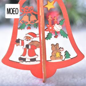 Décorations en <span class=keywords><strong>bois</strong></span> découpées au laser, ornements flocons de neige tridimensionnels, pendentifs clochettes pour sapin de Noël, cadeaux fournis par les fabricants - Product Image 4