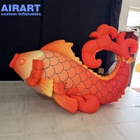 Décoration de Mascotte du Nouvel An Chinois Poisson Rouge Gonflable, Ballon de Poisson Chanceux Gonflable de Dessin Animé