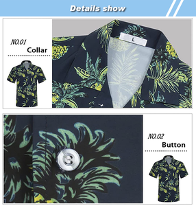 T-shirts personnalisés d'été Hawaii Fiesta Camisa Hawaiana Algodon Para Hombre Chemise <span class=keywords><strong>Hawaienne</strong></span> Aloha Beach Chemise décontractée tropicale pour homme - Product Image 5