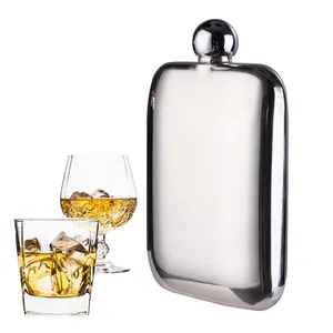 Wholesale Online Hot Sale Eco-friendly New Whisky Wine 304 Stainless Steel 7 OZ Square Hip Flask for Man Woman With Round Lid