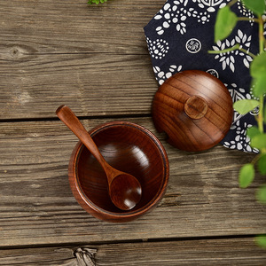 Houten Zoutkelder Suikerkom Peperdoos Zout Kruiden Container Opbergdoos Met Deksel En Lepel Houten Kruidenbak Kruidenpotjes - Product Image 5