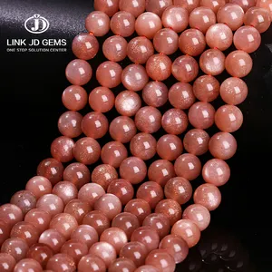 Kualitas Tinggi 4 6 8 10 12Mm Memilih Ukuran Manik-manik Natural Orange Moonstone Beads Faceted Gemstone untuk DIY Aksesori