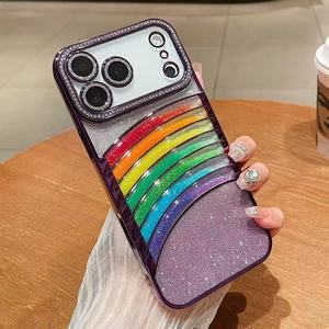 Custodia per telefono Glitter Rainbow Quicksand, <span class=keywords><strong>Cover</strong></span> protettiva galvanizzata per <span class=keywords><strong>iPhone</strong></span> 17 Pro Max e Samsung S25 Ultra - Product Image 6