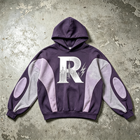 Hoodie Heavyweight Sun Faded Colorblock R Logo City Print Vintage Wash Streetwear Oversized Sweatshirt