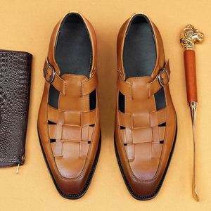 Chaussures Oxford pour hommes de style britannique, en cuir fait main, bicolores, à bout pointu, légères, formelles, à lacets, respirantes et résistantes à l'usure - Product Image 1
