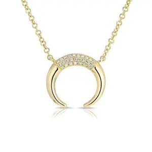 Mücevher Minimal takı elmas hilal ay 18k altın boynuz kolye modelleri