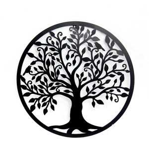 Decorazioni natalizie all'ingrosso metallo rotondo <span class=keywords><strong>albero</strong></span> della vita Art Picture Wall Decor Iron Wall Decor - Product Image 1