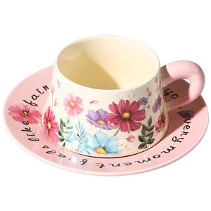 Lelyi alta <span class=keywords><strong>bellezza</strong></span> fiore ceramica tazza di <span class=keywords><strong>caffè</strong></span> e piatto carino fiore tazza e piatto regalo - Product Image 6