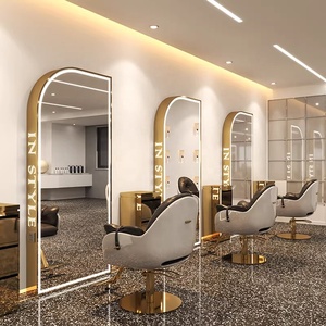 Nouvelles stations de coiffure avec miroirs ovales double face et chaise de coiffage pour salon de coiffure - Product Image 5