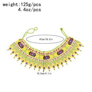 Collar de Cuentas de Arroz Amarillo con Cuentas Zulu Americanas, Collar de Clavícula Bohemio Trenzado a Mano, Gargantilla de Cuentas - Product Image 6